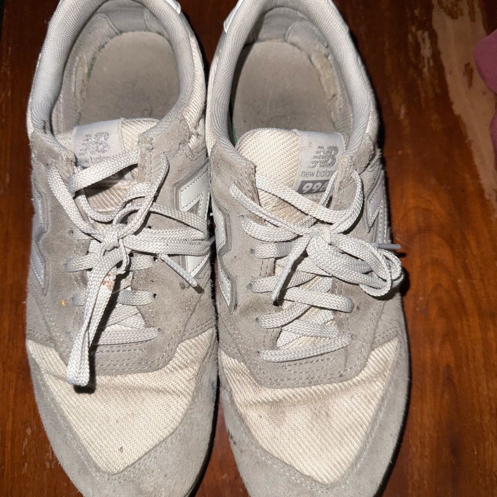 New Balance Light Gray and Cream Sneakers